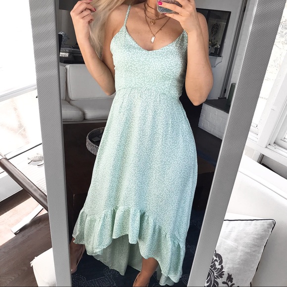 🌿 TALL KIWI & PUNCH MINT LEAF HIGH-LOW MAXI DRESS - Picture 7 of 13